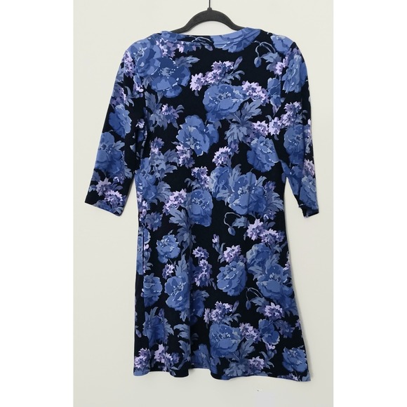 Isaac Mizrahi Live! Dress Women's Size S Blue Floral Pima V-Neck Swing Pre-owned - Picture 2 of 10